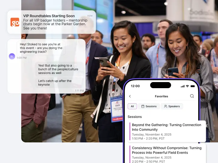 Screenshot showing Swoogo's event mobile apps for attendees and planners