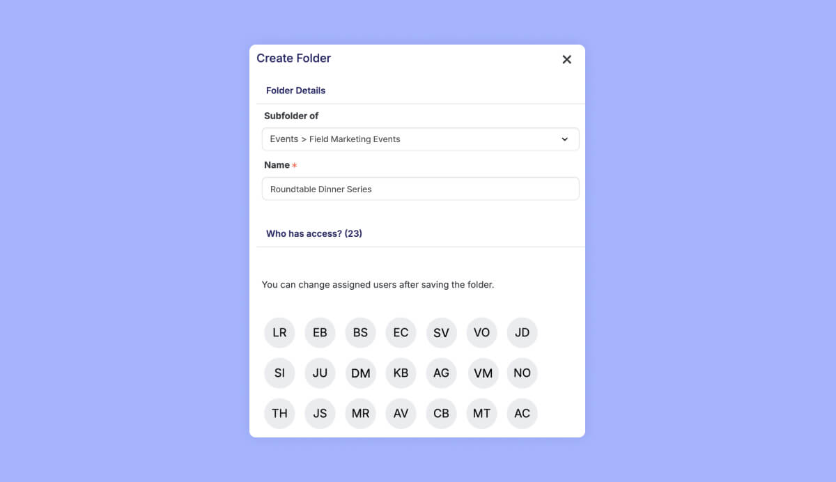 manage user access to Swoogo event sub-folders