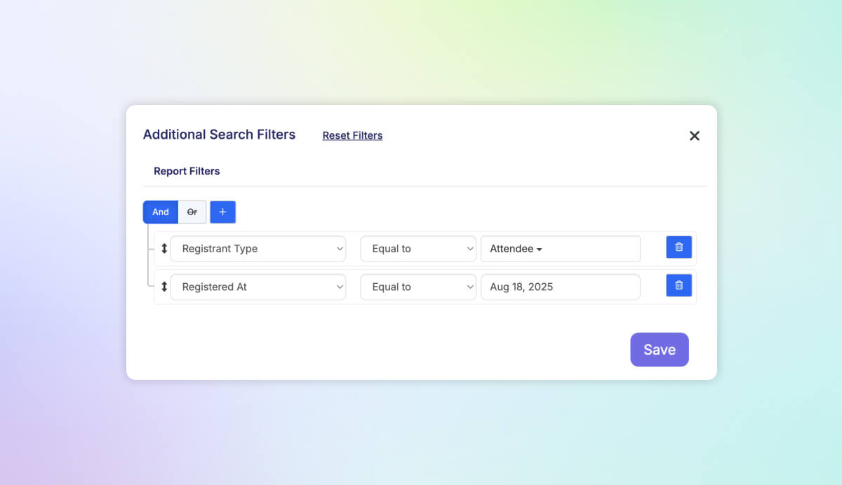 Filters on Swoogo Standard Reports