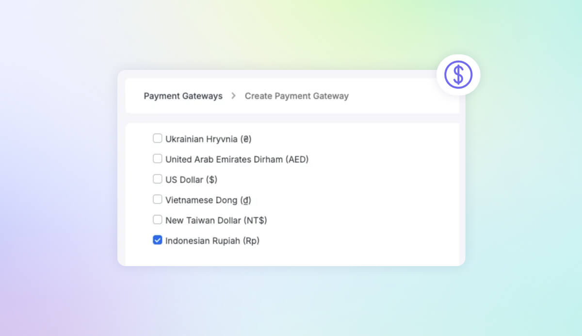 Selecting Indonesian Rupiah as currency in Swoogo