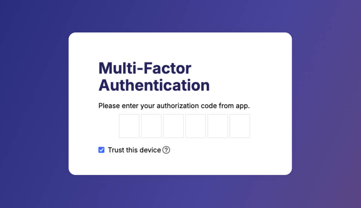 MFA prompt logging into Swoogo, defaulting to select the "trust this device" setting