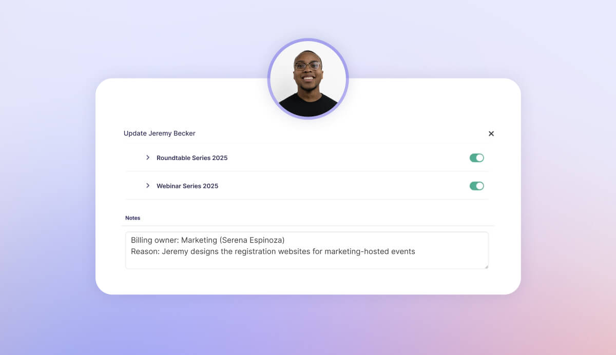 admin notes for Swoogo account records
