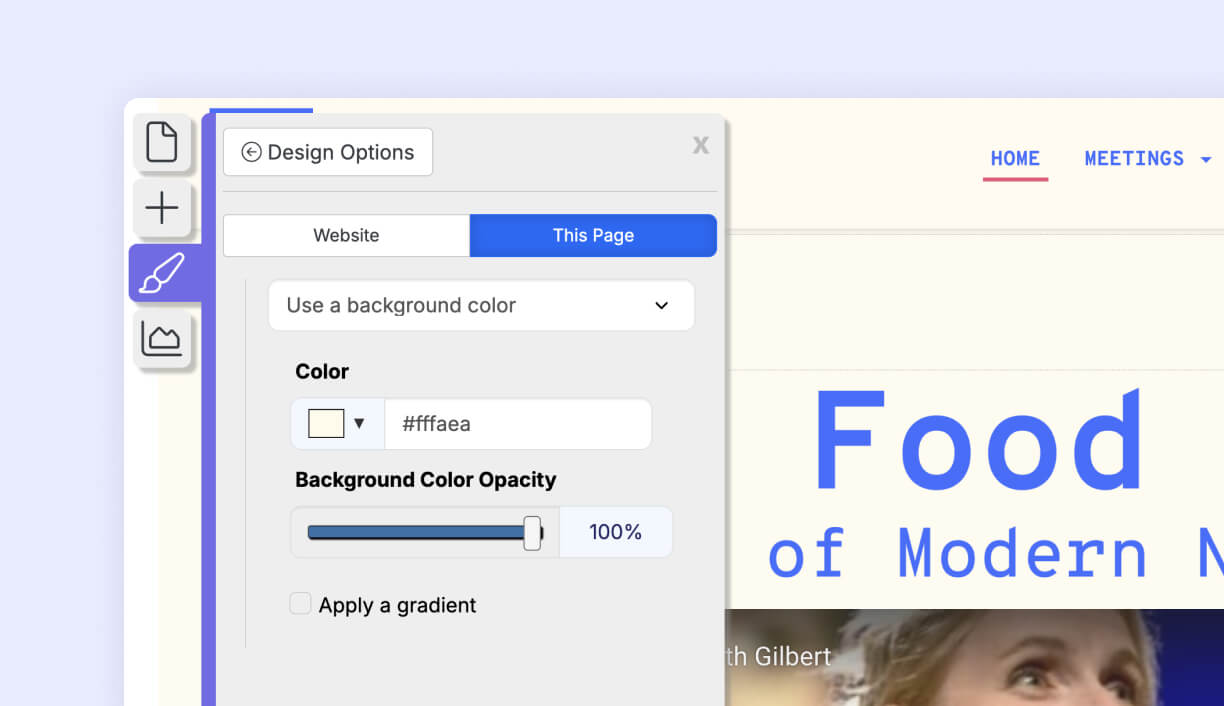 set custom backgrounds on each page of your event site