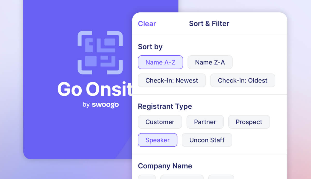 sort and filter attendees in Go Onsite app