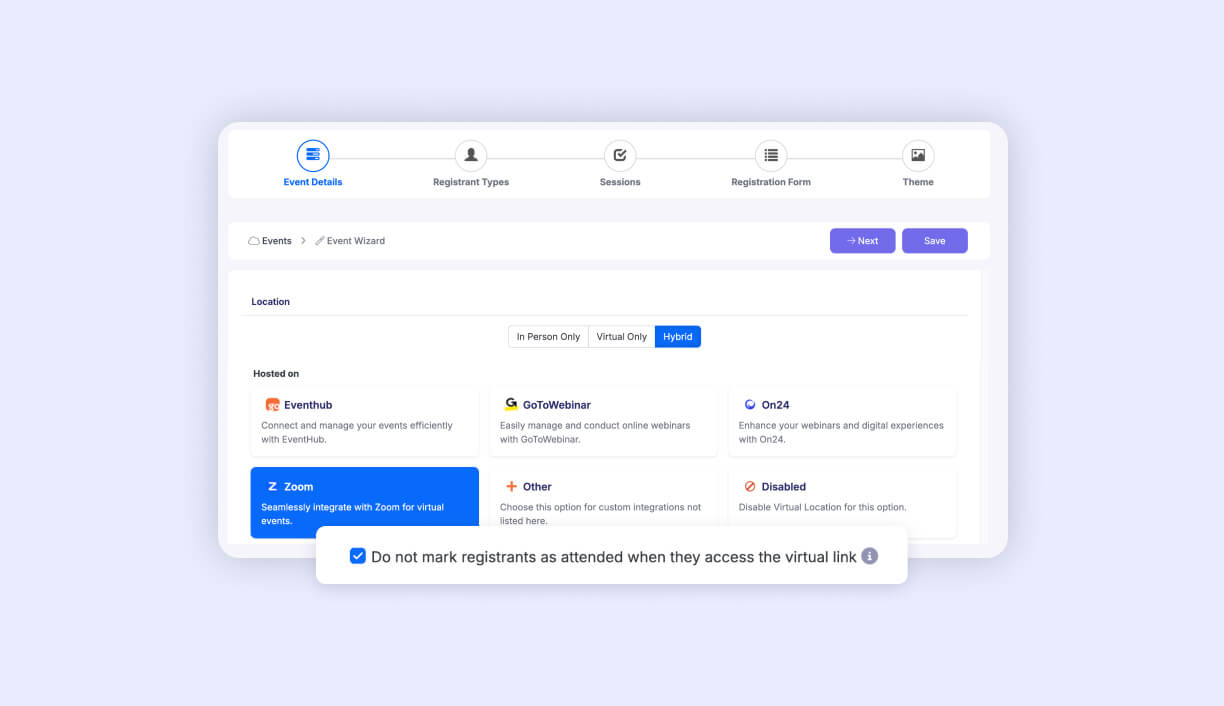 setting to prevent virtual attendance
