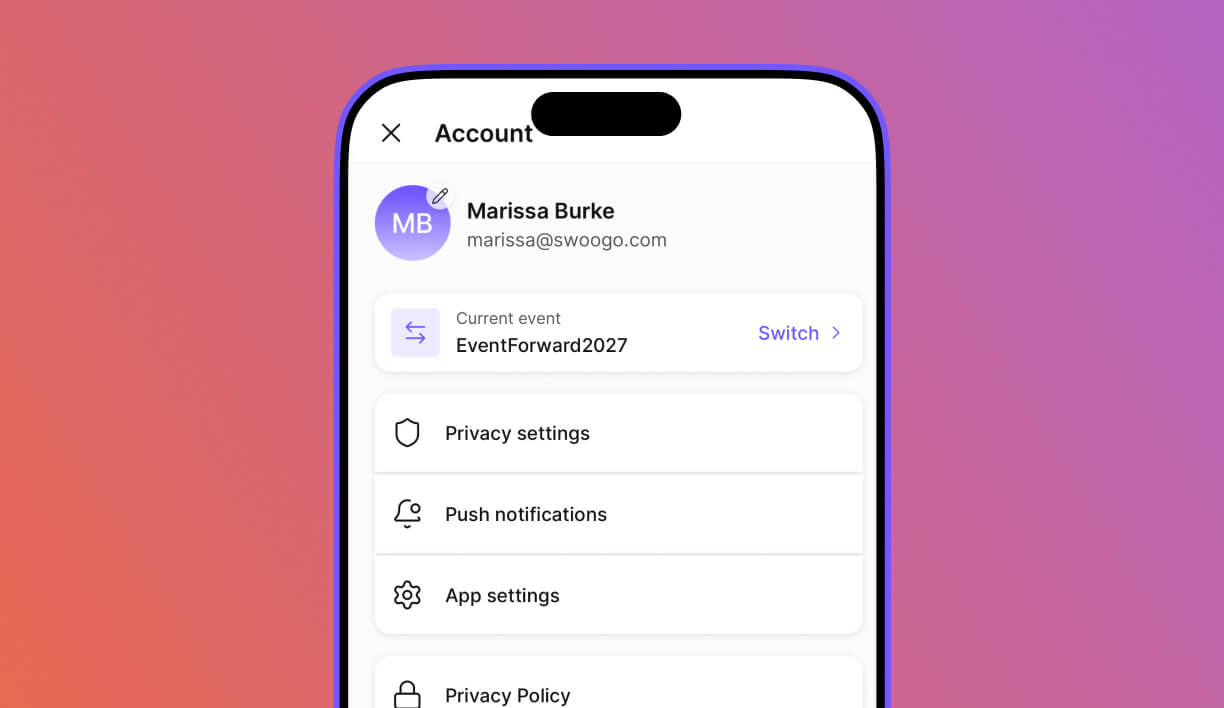 Go Attend - switch events button
