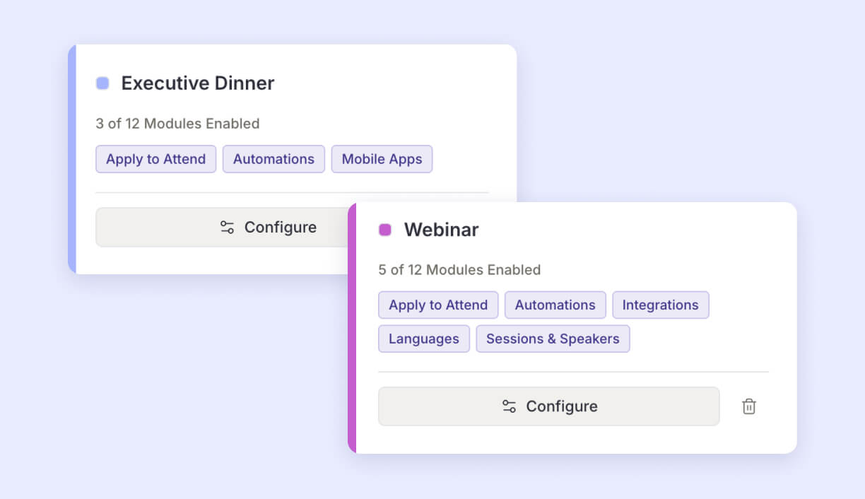Swoogo Event Types setting