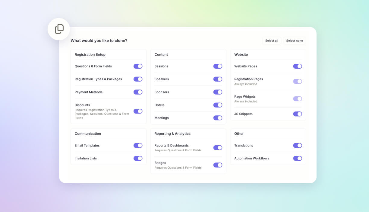 event cloning settings