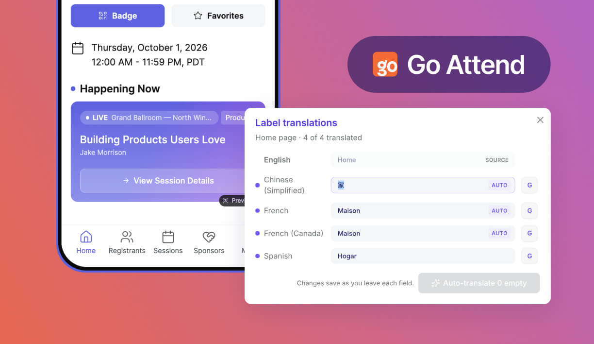 go attend event app translations settings